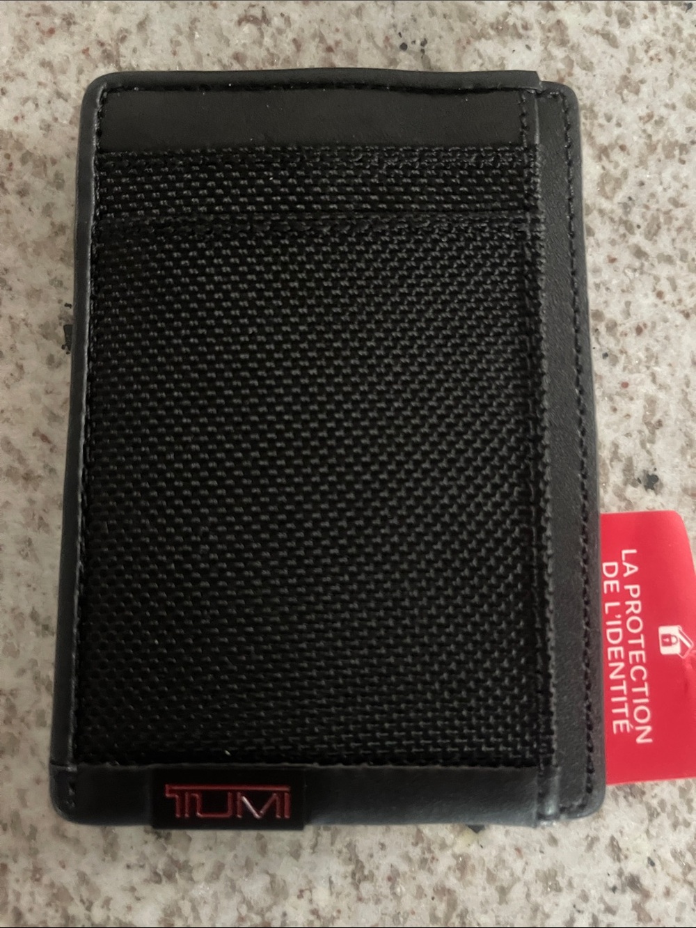 Tumi NIB Black Nylon & Leather Money Clip Card Case